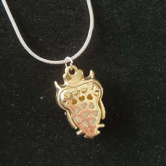 Sparkling Owl  20" inch .925 Sterling Silver Necklace - Picture 2 of 4